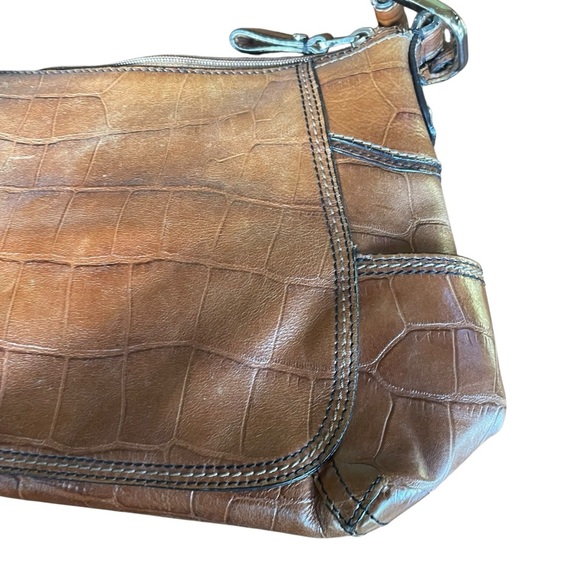Fossil vintage shoulder bag faux crocodile embossed brown - Picture 2 of 14